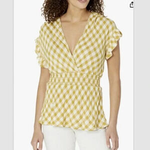 NWT Max Studio Women's Smocked Waist Flutter Sleeve Blouse SIZE LARGE